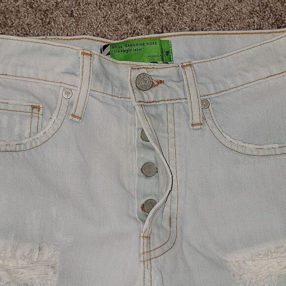 SANDRINE ROSE By Free People Women's Blue Side Zip Distressed Shorts Size 25 NWT - Picture 8 of 14